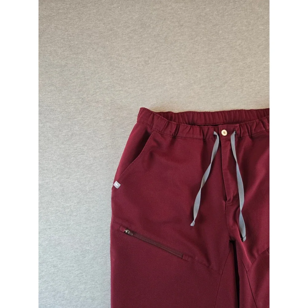 Figs Men's Joggers in Burgundy with Gray Drawstrings - Picture 5 of 14